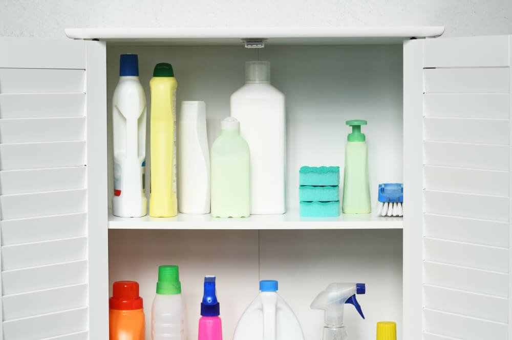 Keep your cleaning supplies in one central location, such as under the sink or in an easy-to-reach cabinet